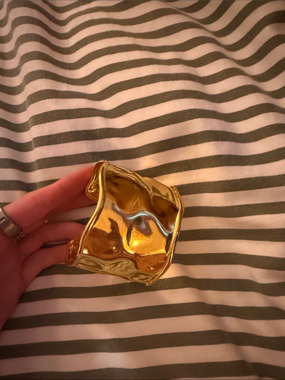Shiny Gold Sculptural Cuff Bracelet
